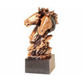 Couple Horse Antique Bronze Figurine - 6" W x 10.5" H